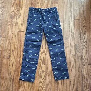 Mini Boden Airplane Print Chino Pants Navy Blue Boy’s Sz 8Y
